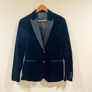 ZARA VELVET TUXEDO COCKTAIL BLAZER IN BLACK
